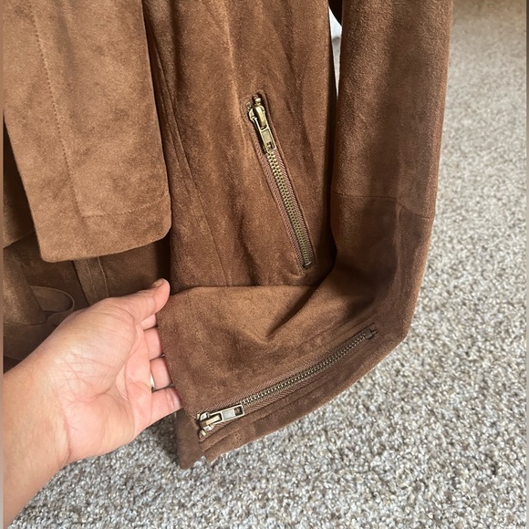 Cupcake and cashmere Brown Faux Suede Draped Jacket XS bin2 - Picture 5 of 11